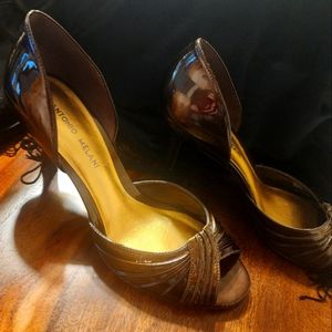 Brown Patten Leather Pumps